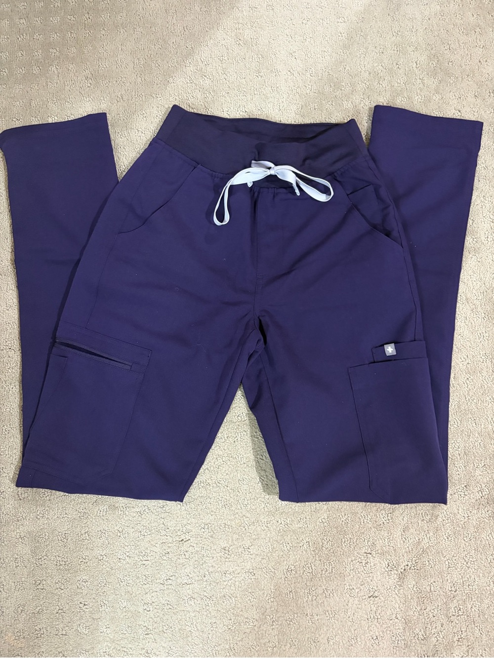 Tall Figs Purple Jam Straight Leg Scrub Pants with Drawstring